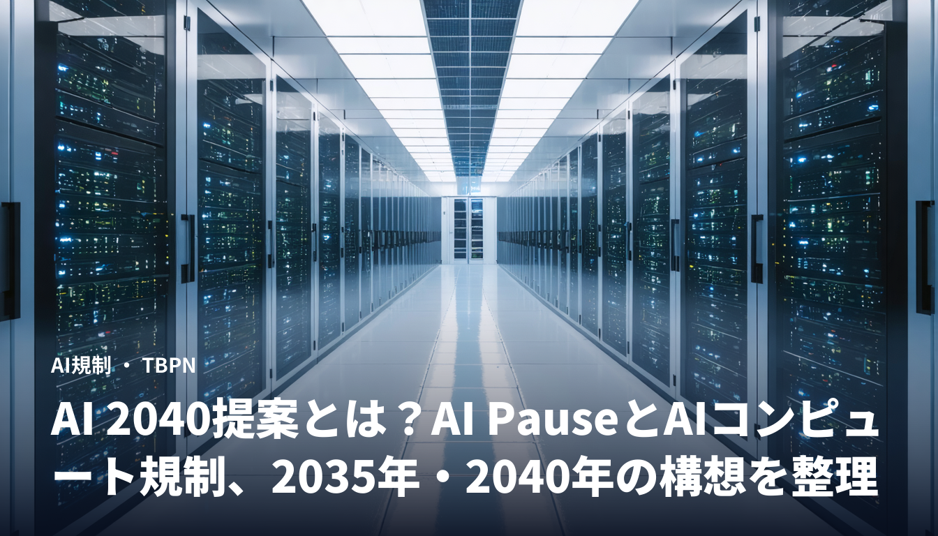 AI 2040提案とは?AI PauseとAIコンピュート規制、2035年・2040年の構想を整理
