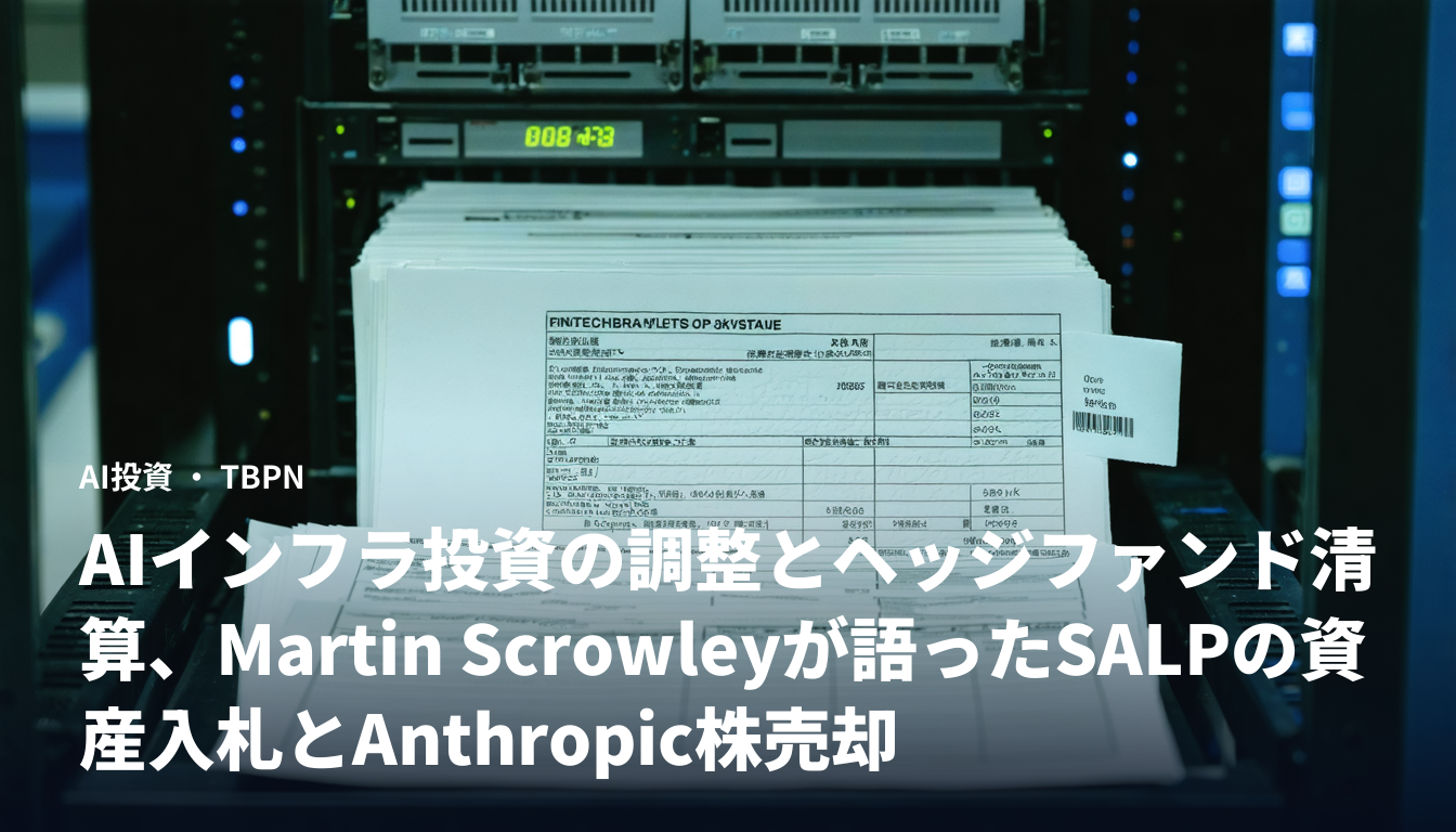 AIインフラ投資の調整とヘッジファンド清算、Martin Scrowleyが語ったSALPの資産入札とAnthropic株売却