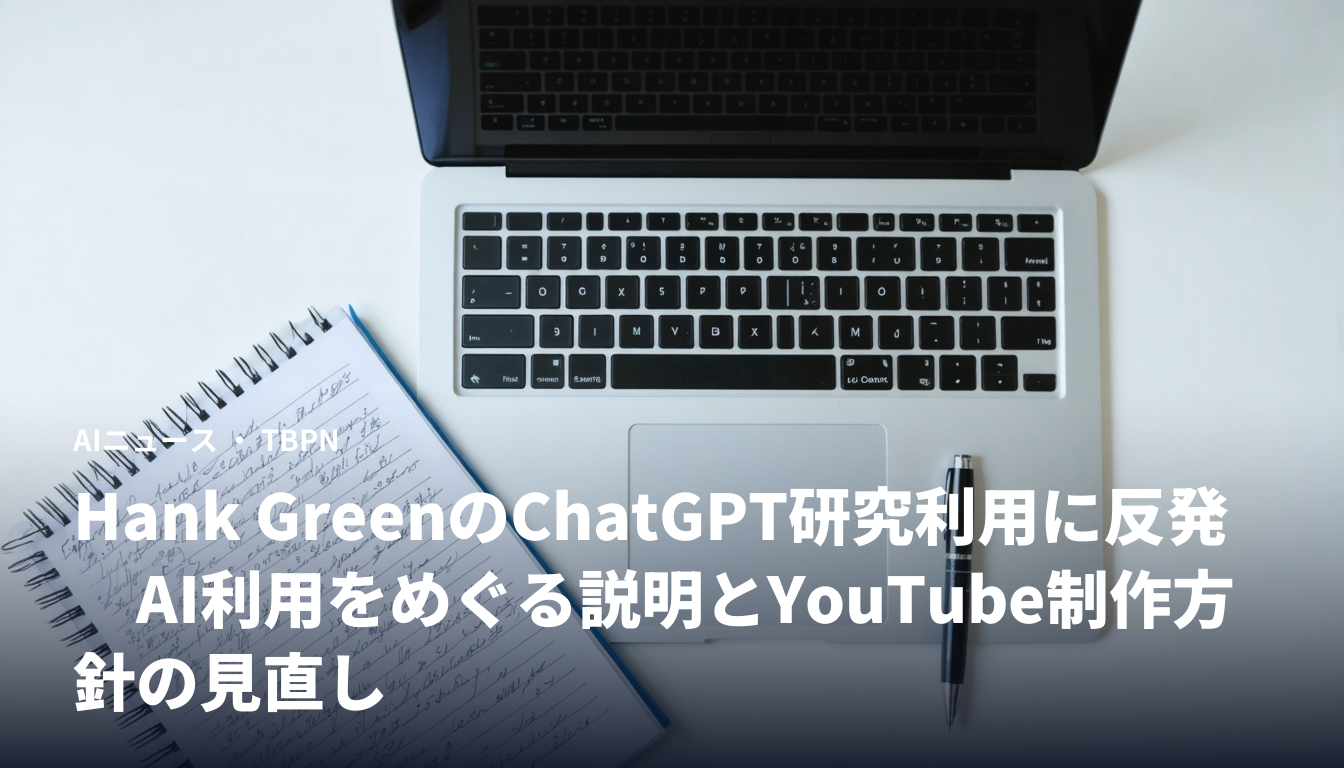 Hank GreenのChatGPT研究利用に反発 AI利用をめぐる説明とYouTube制作方針の見直し