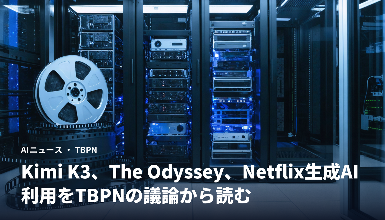 Kimi K3、The Odyssey、Netflix生成AI利用をTBPNの議論から読む