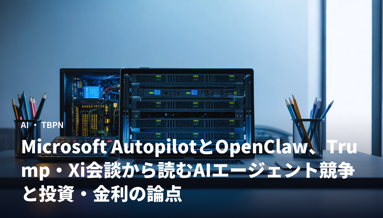 Microsoft AutopilotとOpenClaw、Trump・Xi会談から読むAIエージェント競争と投資・金利の論点