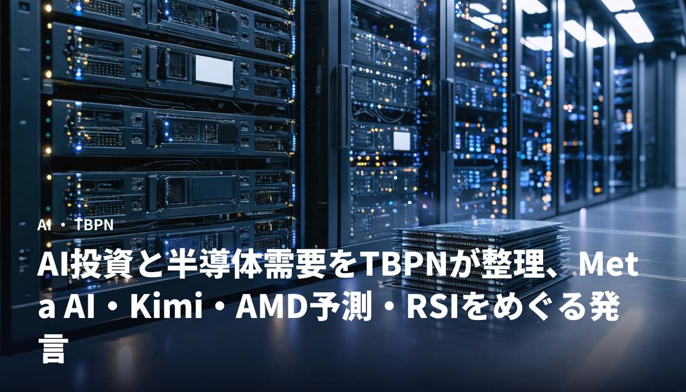 AI投資と半導体需要をTBPNが整理、Meta AI・Kimi・AMD予測・RSIをめぐる発言
