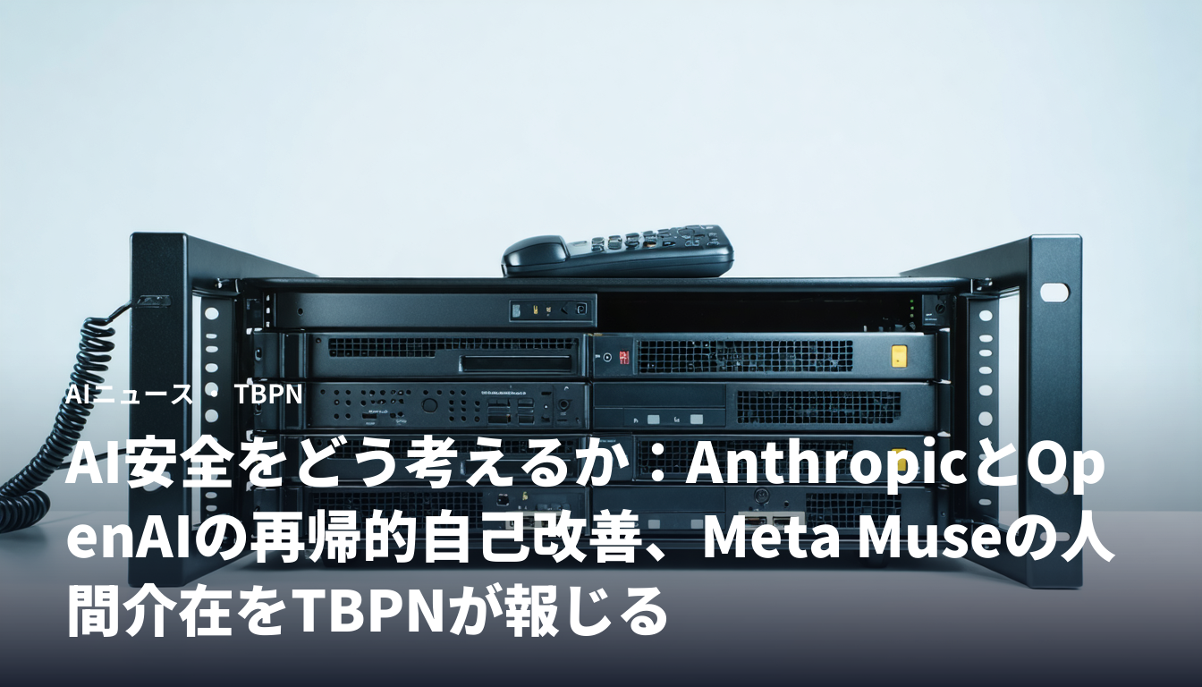 AI安全をどう考えるか:AnthropicとOpenAIの再帰的自己改善、Meta Museの人間介在をTBPNが報じる