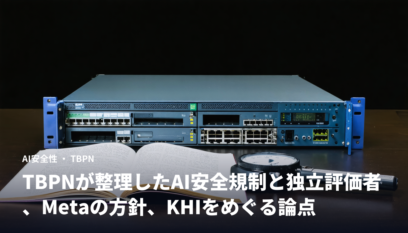 TBPNが整理したAI安全規制と独立評価者、Metaの方針、KHIをめぐる論点