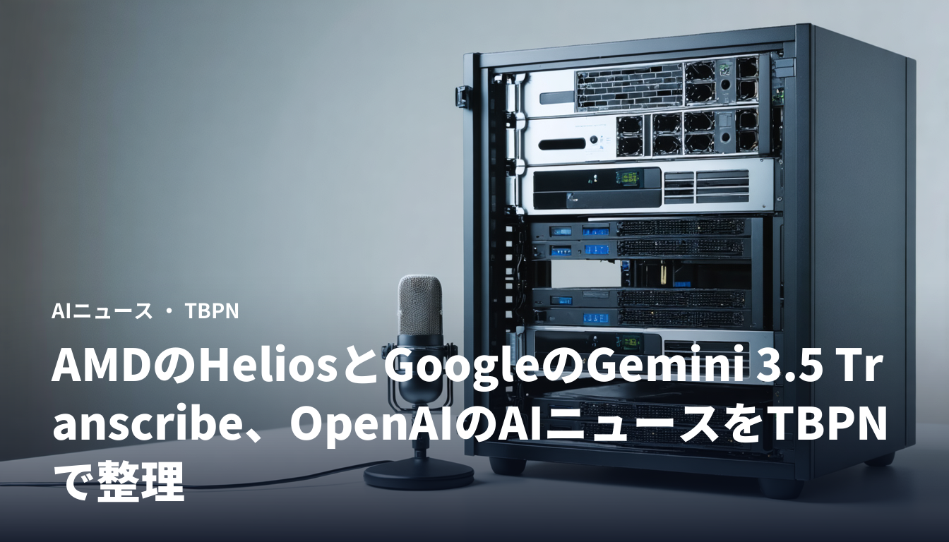 AMDのHeliosとGoogleのGemini 3.5 Transcribe、OpenAIのAIニュースをTBPNで整理