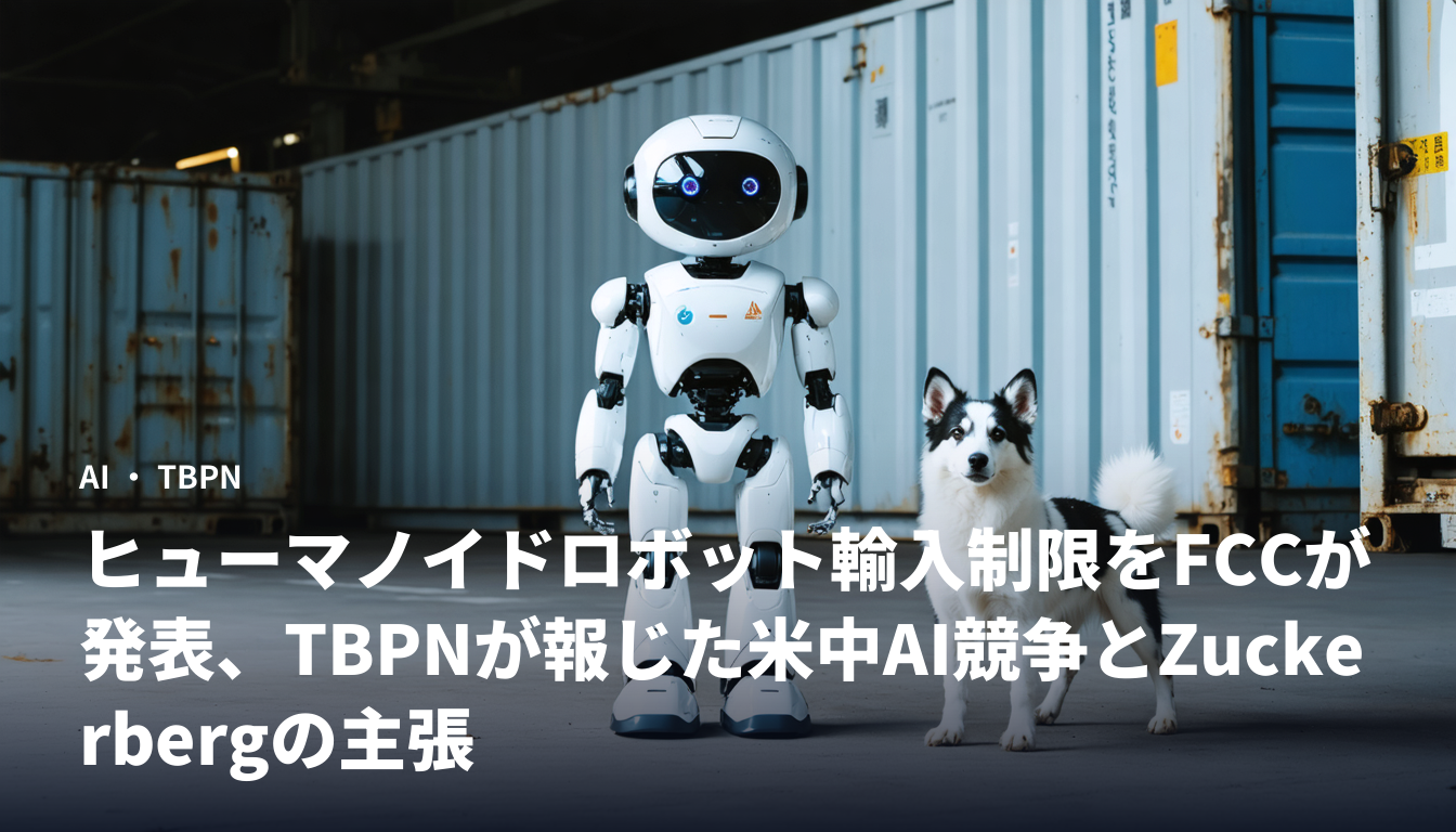 ヒューマノイドロボット輸入制限をFCCが発表、TBPNが報じた米中AI競争とZuckerbergの主張