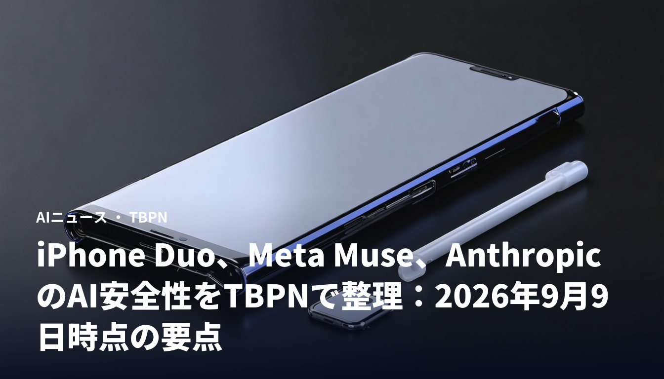 iPhone Duo、Meta Muse、AnthropicのAI安全性をTBPNで整理:2026年9月9日時点の要点