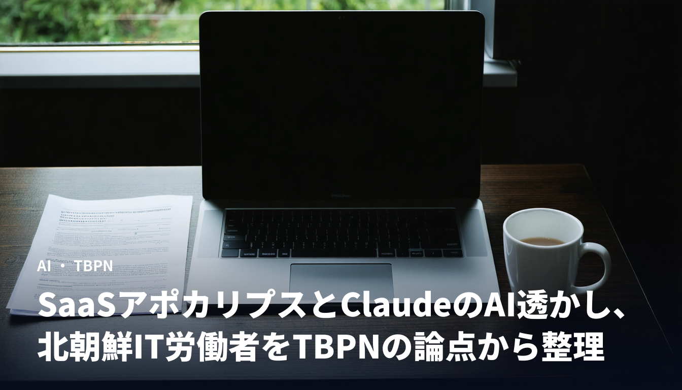 SaaSアポカリプスとClaudeのAI透かし、北朝鮮IT労働者をTBPNの論点から整理