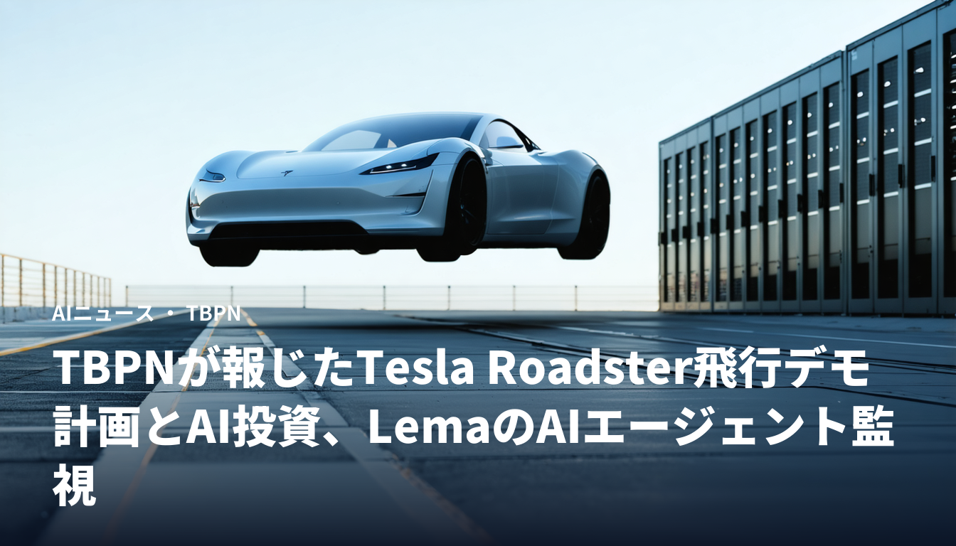 TBPNが報じたTesla Roadster飛行デモ計画とAI投資、LemaのAIエージェント監視